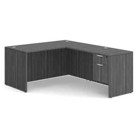 OFFICESOURCE OS Laminate Collection Single 3/4 Pedestal "L" Desk - 60" x 30" SGLHLPL103CG